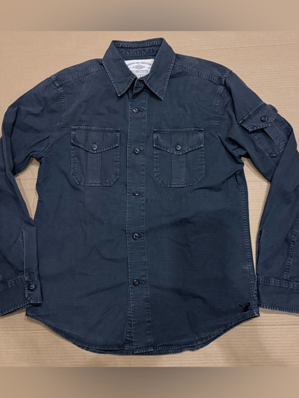 American Eagle Men's Vintage Army Black  Long Sleeve Casual Button Down Shirt M